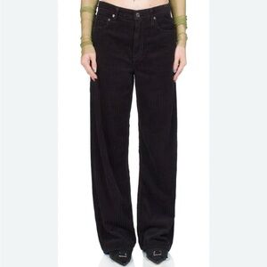 AGOLDE BLACK CORDUROY RELAXED OVERSIZED WIDE LEG PANTS SZ 30